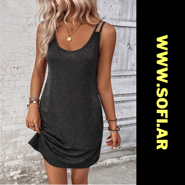Vestido Liso Gris Oscuro